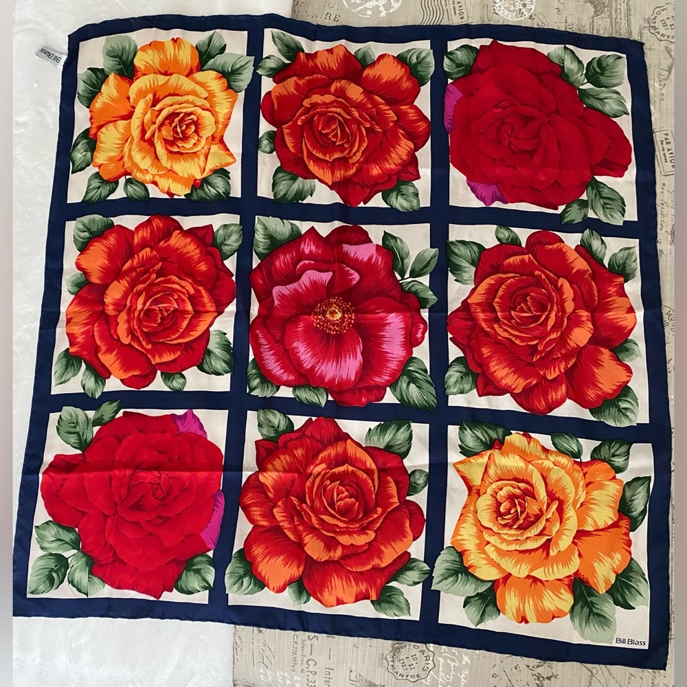 Vintage Silk Bill Blass Square Scarf
